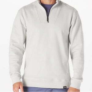 Legends Highland Quarter Zip Pullover Mens Large Sweater Long Sleeve Light Gray
